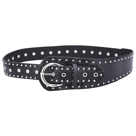 Imitation Leather with Alloy Rivets Chain Belts AJEW-WH20006-449A-1