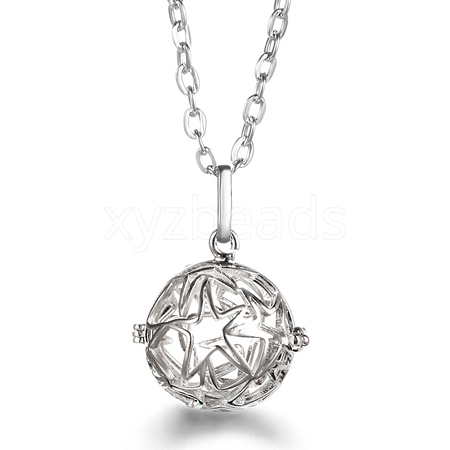 Platinum Brass Cage Pendant Necklaces PW-WG37135-19-1