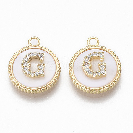 Brass Micro Pave Cubic Zirconia Pendants KK-T062-04G-NF-1