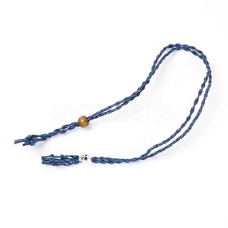 Adjustable Braided Waxed Cord Macrame Pouch Necklace Making MAK-WH0009-02F-1