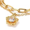 Brass Micro Pave Cubic Zirconia Charm Bracelets BJEW-P342-07G-2