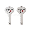 304 Stainless Steel Black & FireBrick Enamel Female I Love You Key Connector Charms STAS-Z078-18P-1