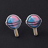Colorful Acrylic Imitation Food Stud Earrings with Platic Pins for Women EJEW-F293-02B-3