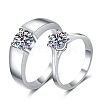 Rhodium Plated 925 Sterling Silver Pave 7.4x3.9mm Moissanite Finger Rings for Women WGF9718-64-5