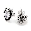 Teardrop 316 Surgical Stainless Steel Pave Cubic Zirconia Stud Earrings for Women Men EJEW-Z050-04B-AS-2