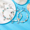 3Pcs 3 Style Alloy Starfish Charm Bracelets Set BJEW-JB10090-2