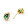 Green Cubic Zirconia Teardrop Stud Earrings EJEW-F288-20G-2