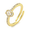 Oval Rack Plating Brass Micro Pave Cubic Zirconia Solitaire Ring RJEW-F162-03G-2