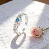 Brass Pave Cubic Zirconia Cuff Open Rings WGBC26E-01-1