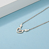 Deer Antler Heart Stainless Steel Rhinestone Pendant Necklaces DZ8057-3