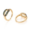 Brass Micro Pave Cubic Zirconia Cuff Rings ZIRC-Q205-08-2