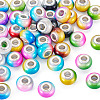 44Pcs 11 Colors Two Tone Opaque Resin Rondelle European Beads RESI-TA0005-48-3