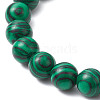 Synthetic Malachite Stretch Bracelets with Angel Charms BJEW-JB11046-05-4