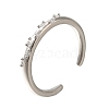 Platinum Rack Plating Brass Micro Pave Cubic Zirconia Cuff Finger Rings for Women RJEW-C115-01P-5