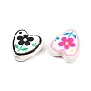 Floral Printed Porcelain Beads PORC-A033-01-2