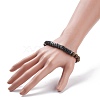Natural Wood & Synthetic Hematite Stretch Bracelet with Gemstone BJEW-JB08155-4