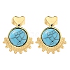 Synthetic Turquoise Heart Stud Earrings EJEW-A114-13G-1