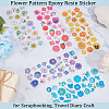 Olycraft 10 Sheets 5 Colors Flower Pattern Epoxy Resin Sticker DIY-OC0012-20-4