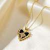 Shiny Heart Star Brass Clear Cubic Zirconia Pendant Necklaces RQ9557-4-1