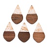 Transparent Resin and Walnut Wood Pendants RESI-T057-06N-1