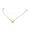 Bowknot Alloy Shell Pearl Beaded Necklaces NJEW-JN04819-1
