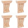 Natural Solid Wood Carved Onlay Applique Craft WOOD-WH0104-39-1