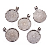 Flat Round Alloy Pendant Cabochon Settings LS-PALLOY-A15654-B-4