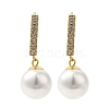 Ion Plating(IP) Stainless Steel Inlay Rhinestone & Imitation Pearl Stud Earrings for Women EJEW-M024-02G-1