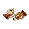 Handmade Dichroic Foil Lampwork Pendants X2-DICH-G001-01G-02-2
