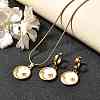 304 Stainless Steel Enamel & Rhinestone Pendant Necklaces & Hoop Earring Set for Women SJEW-C007-02G-02-2