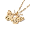 Initial Letter with Butterfly Pendant Necklace NJEW-C026-01G-V-3