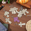 36Pcs 12 Styles Unfinished Wood Cross Keychain DIY-GL0006-34-5