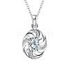 Silver Plated Brass Cubic Zirconia Oval Pendant Necklaces NJEW-BB02965-D-1