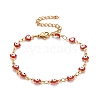 Enamel Heart with Evil Eye Link Chains Bracelet BJEW-P271-06G-2