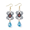 Seed Beaded Spider with Teardrop Dangle Earrings EJEW-MZ00078-1