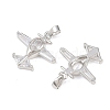Brass Micro Pave Clear Cubic Zirconia Pendants KK-G549-18A-P-2