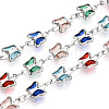 Brass Glass Butterfly Charm Link Chains CHC-T018-11A-P-1