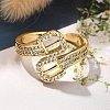 Rack Plating Brass Micro Pave Clear Cubic Zirconia Cuff Finger Rings for Women RJEW-M028-30G-05-1