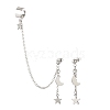 Moon and Star Alloy Asymmetrical Earrings EJEW-JE04888-02-1