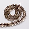 Natural Smoky Quartz Round Beads Strands X-G-E329-8mm-38-2