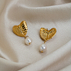 Textured 304 Stainless Steel Stud Dangle Earrings for Women EE0643-6