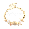 Brass Micro Pave Cubic Zirconia Charm Bracelets BJEW-P342-13G-1