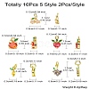 10Pcs 5 Styles Brass Charms KK-CJ0001-73-8