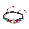 3Pcs 3 Colors Adjustable Synthetic Dyed Turquoise & Magnesite Braided Bead Bracelets BJEW-JB10604-3