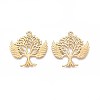 304 Stainless Steel Hollow Tree of Life with Angel Wings Pendants STAS-T067-39G-1