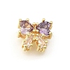 Bowknot Brass Micro Pave Cubic Zirconia Beads KK-Z156-20G-02-1