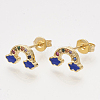 Brass Cubic Zirconia Stud Earrings EJEW-S201-169C-1