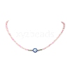 3Pcs 3 Color Alloy Enamel Evil Eye & Seed Beaded Necklaces Set NJEW-JN04355-4