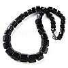 Natural Black Agate Hexagon Prism Graduated Beaded Necklaces for Women Men NJEW-K388-03J-1