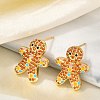 Christmas Rack Plating Brass Cubic Zirconia Stud Earrings EJEW-K245-54B-G-1